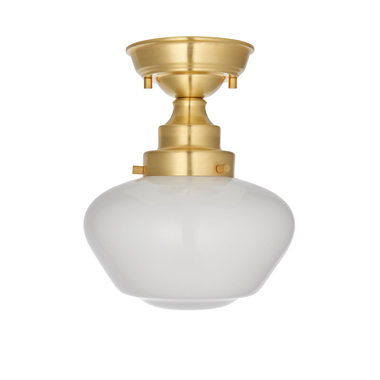 Ohio Semi-Flush Ceiling Light Brass Plated w/ Opal Glass - Comet Lighting