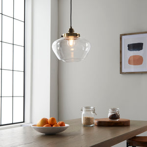 Camberley Pendant Antique brass plate & clear glass