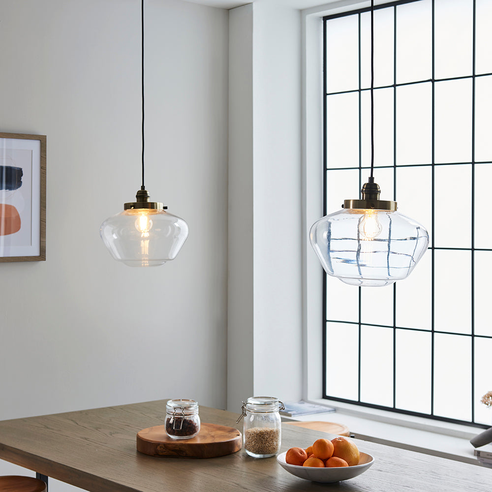 Camberley Pendant Antique brass plate & clear glass