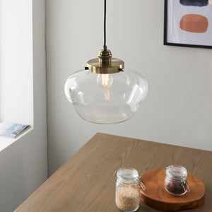 Camberley Pendant Antique brass plate & clear glass