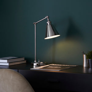 Glomma Table Lamp Bright Nickel - Comet Lighting