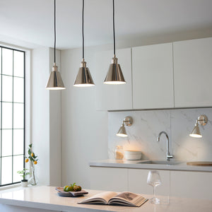 Glomma 3Lt Linear Pendant Ceiling Light Bright Nickel - Comet Lighting