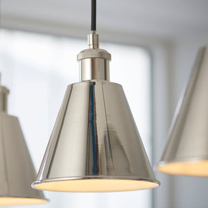 Glomma 3Lt Linear Pendant Ceiling Light Bright Nickel - Comet Lighting