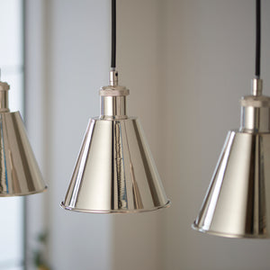 Glomma 3Lt Linear Pendant Ceiling Light Bright Nickel - Comet Lighting