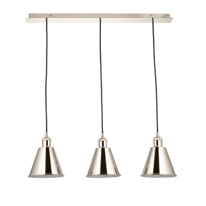 Glomma 3Lt Linear Pendant Ceiling Light Bright Nickel - Comet Lighting