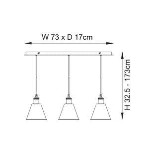 Glomma 3Lt Linear Pendant Ceiling Light Bright Nickel - Comet Lighting
