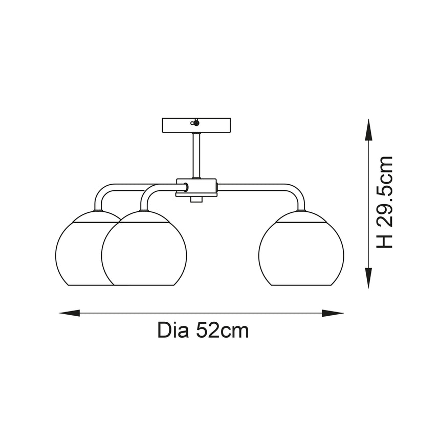 Dimple 3Lt Semi-Flush Ceiling Light Chrome