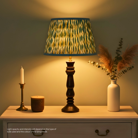 AARTIN 35 CM Blue & Green Ikat Cotton Lampshade - Straight Empire ( Shade Only )