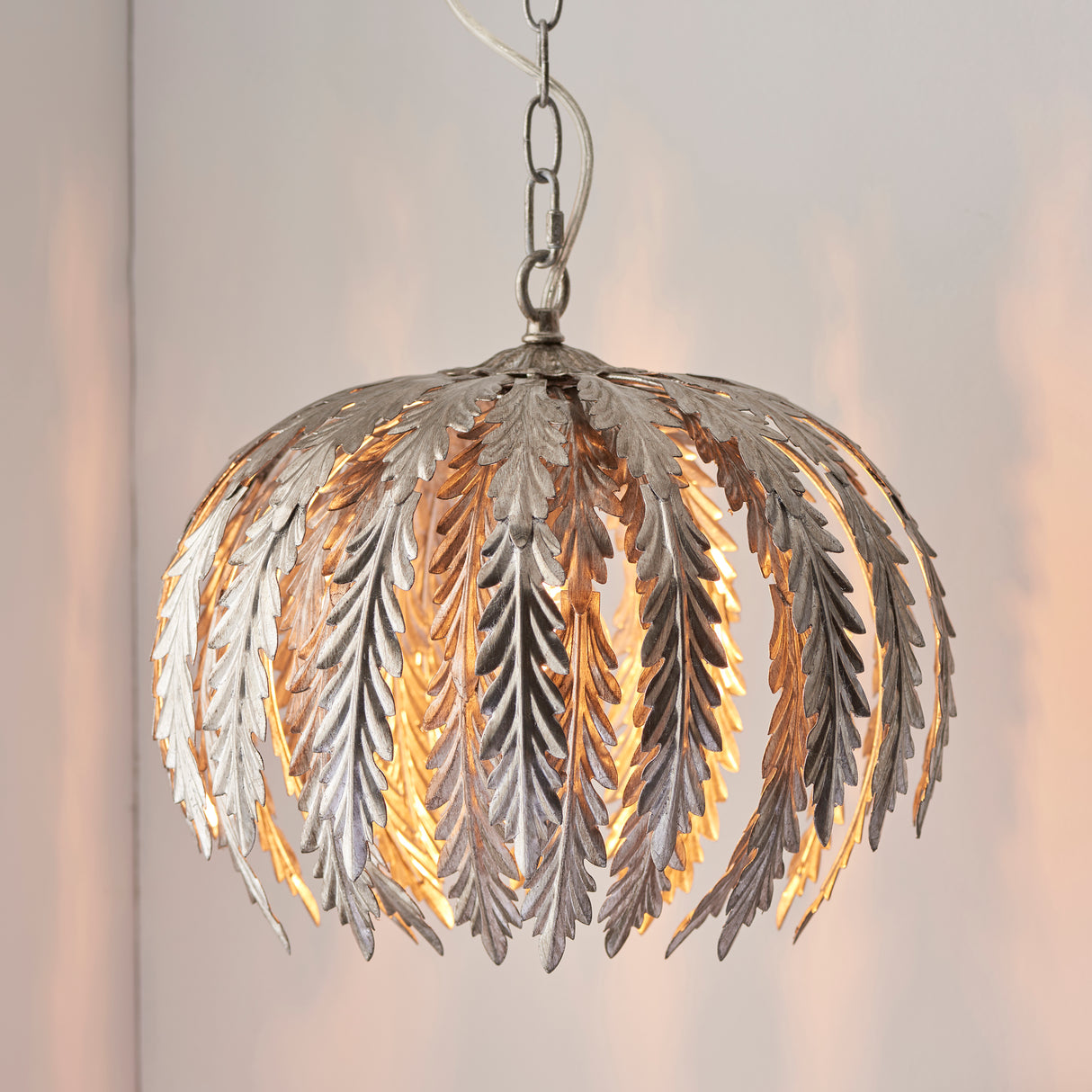 Delphine Small Pendant Ceiling Light Silver Leaf