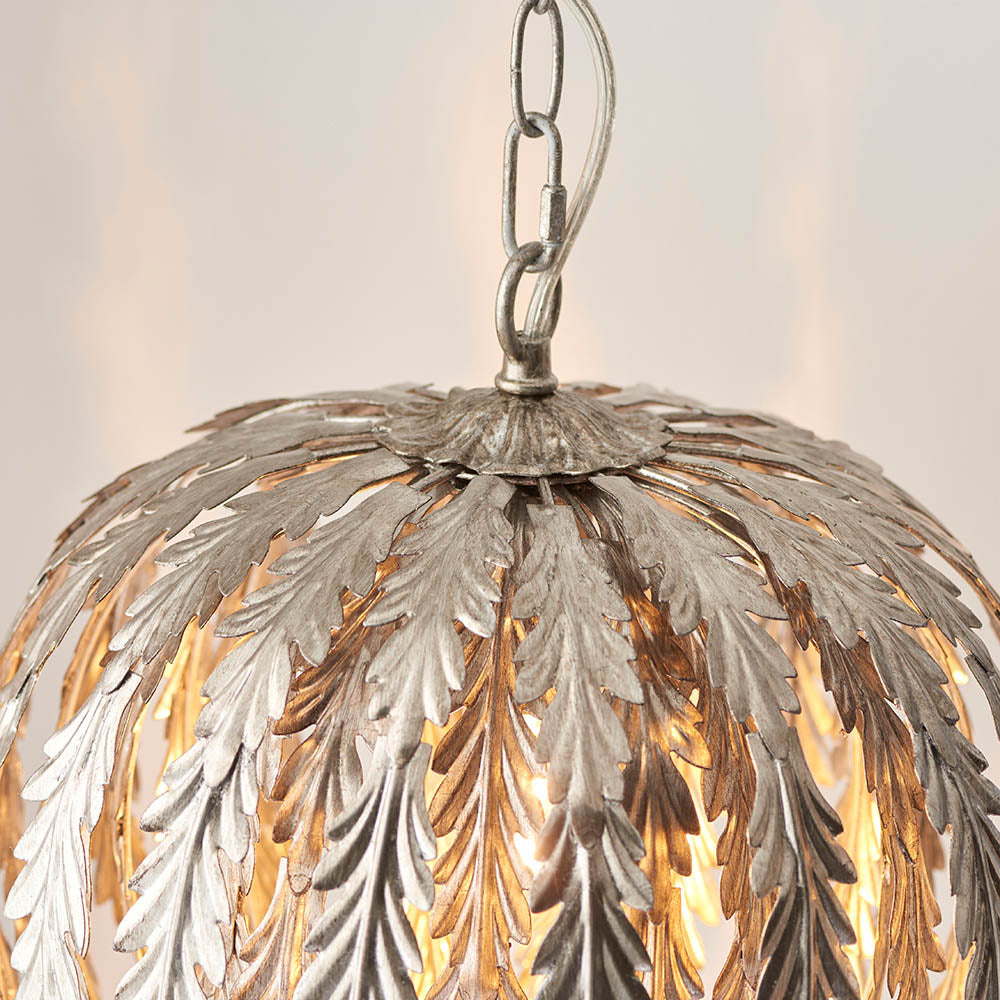 Delphine Small Pendant Ceiling Light Silver Leaf - Comet Lighting