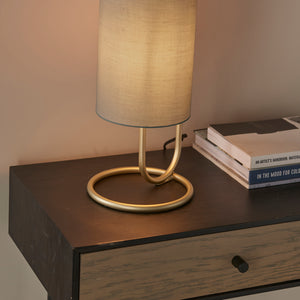 Sura Table Lamp Antique Brass w/ Grey Shade - Comet Lighting