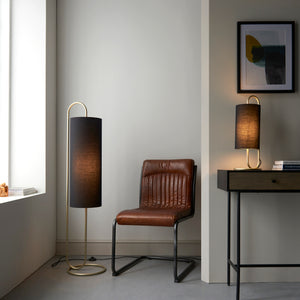 Sura Table Lamp Antique Brass w/ Black Shade - Comet Lighting