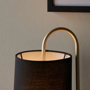 Sura Table Lamp Antique Brass w/ Black Shade - Comet Lighting