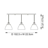 Hansen 3Lt Pendant Ceiling Light - Comet Lighting