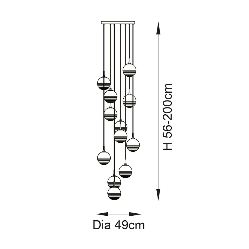 Paloma 12Lt Pendant Ceiling Light Chrome