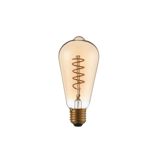 Endon E27 LED Filament Twist Pear Shaped Amber 4w 2200k 280lm Dimmable - Comet Lighting