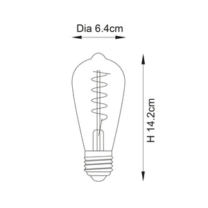 Endon E27 LED Filament Twist Pear Shaped Amber 4w 2200k 280lm Dimmable - Comet Lighting