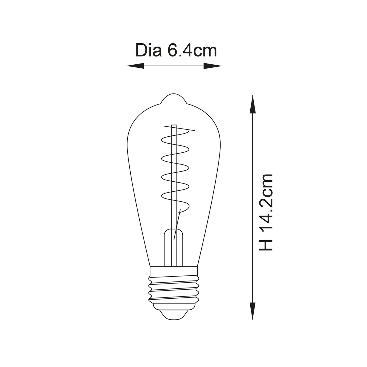 Endon E27 LED Filament Twist Pear Shaped Amber 4w 2200k 280lm Dimmable - Comet Lighting