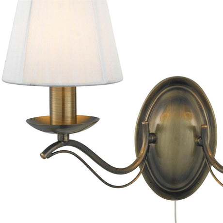 Andretti 2Lt Wall Light-Antique Brass & Ivory String Fabric - Comet Lighting