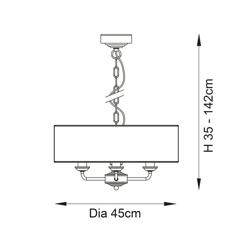 Highclere 3Lt Pendant Ceiling Light Antique Brass