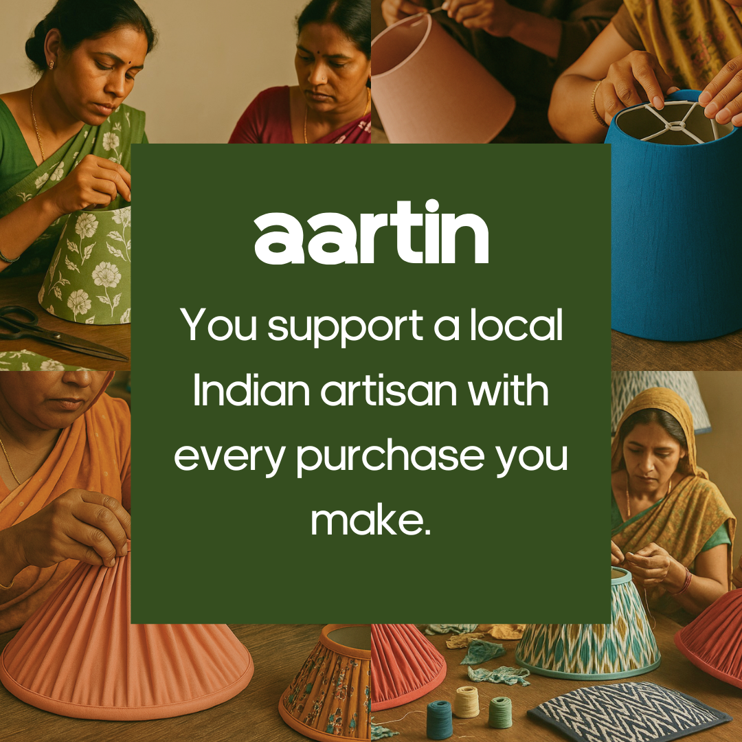 AARTIN 40 CM GREEN & WHITE IKAT STRAIGHT EMPIRE GATHERED LAMPSHADE IN COTTON