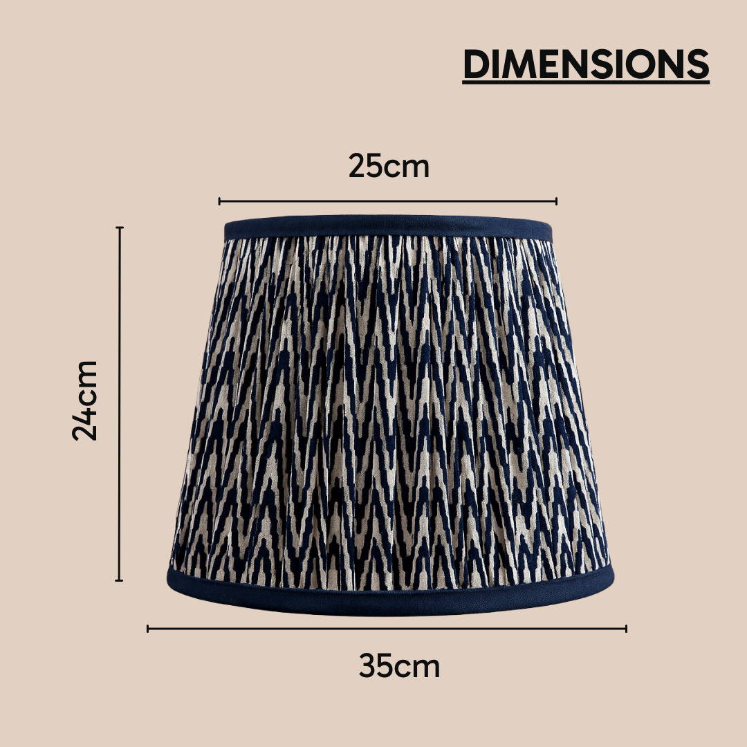 AARTIN 35 CM BLUE CHEVRONS STRAIGHT EMPIRE GATHERED LAMPSHADE IN COTTON