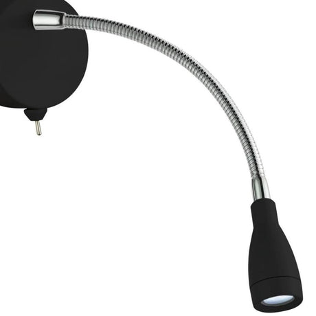 Searchlight Flexy Wall LED Adjustable Wall Light - Black Metal & Chrome