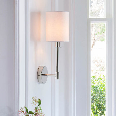 Sancerre Wall Bright nickel plate & vintage white fabric
