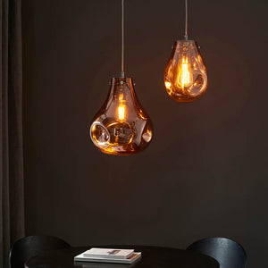 Europa Medium Pendant Copper metallic glass & chrome plate