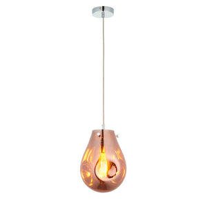 Europa Medium Pendant Copper metallic glass & chrome plate