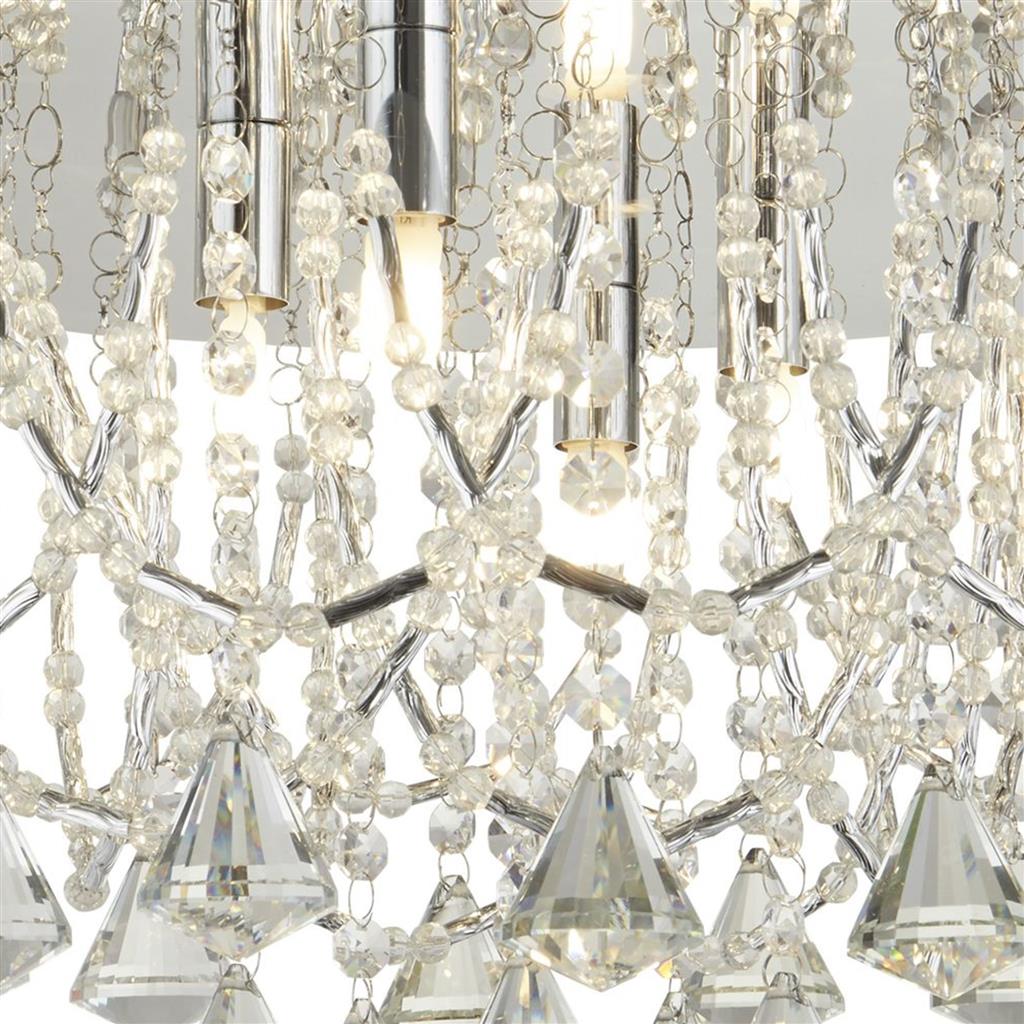 Mela 6Lt Flush -  Chrome & Clear Crystal Pyramid Drops - Comet Lighting