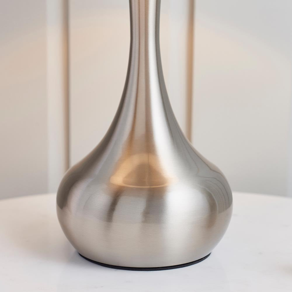 Piccadilly - Twin Pack Touch table Satin nickel plate & grey fabric