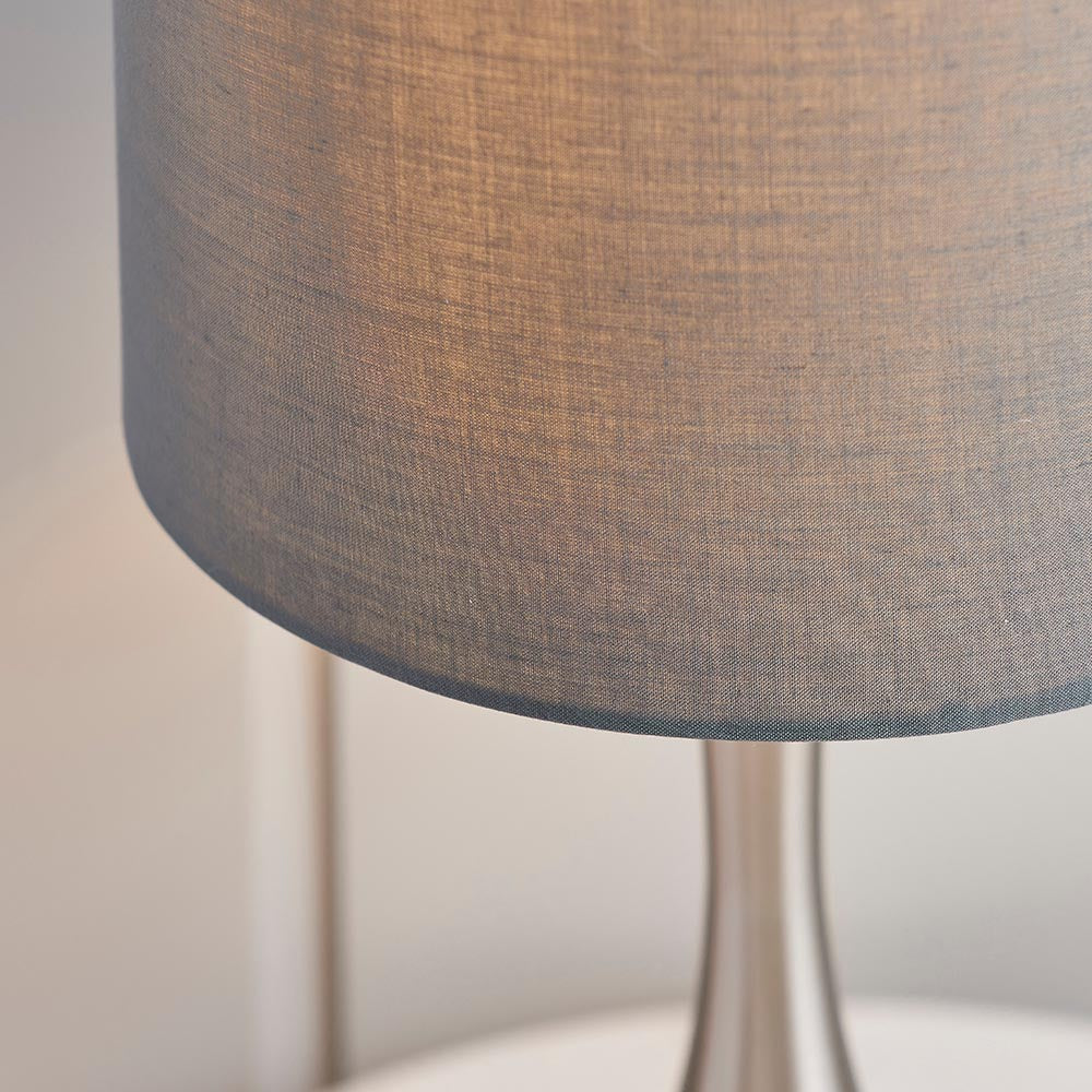 Piccadilly - Twin Pack Touch table Satin nickel plate & grey fabric