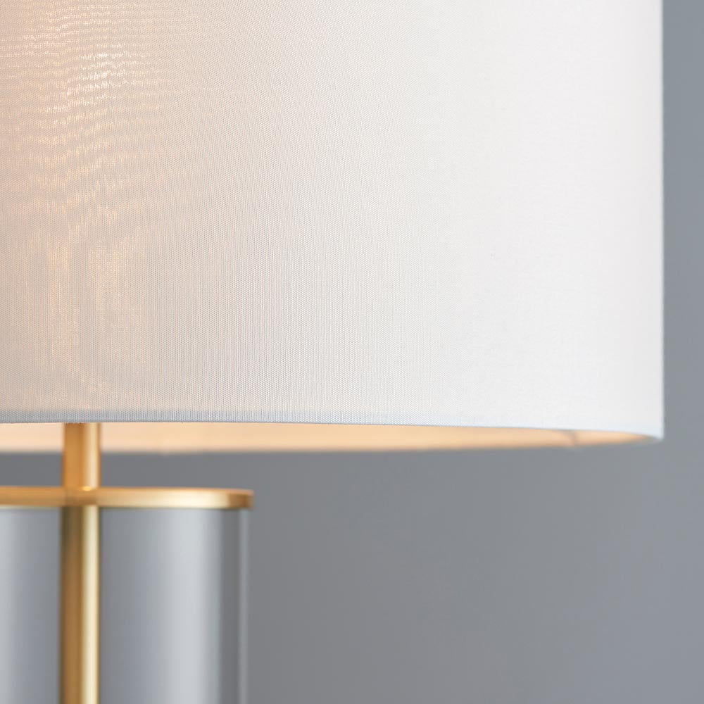 Lessina - Twin Pack Touch table Satin brass plate & vintage white fabric