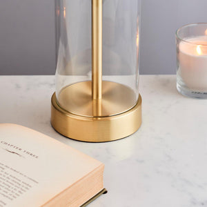 Lessina - Twin Pack Touch table Satin brass plate & vintage white fabric