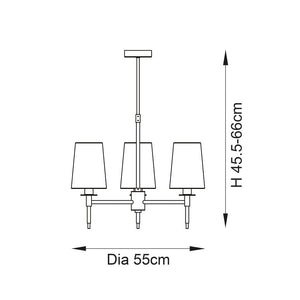 Derwent 3Lt Pendant Ceiling Light Satin Brass w/ Tapered Shades - Comet Lighting