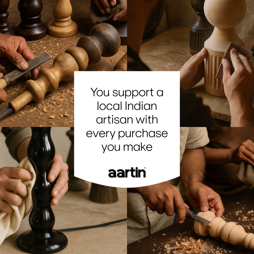 AARTIN Solace Wood Table Lamp - Natural Wood ( Base Only )