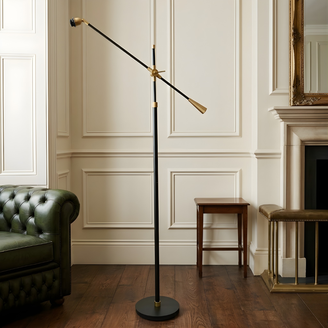 AARTIN Gama Floor Lamp - Antique Brass & Matte Black (Base Only)