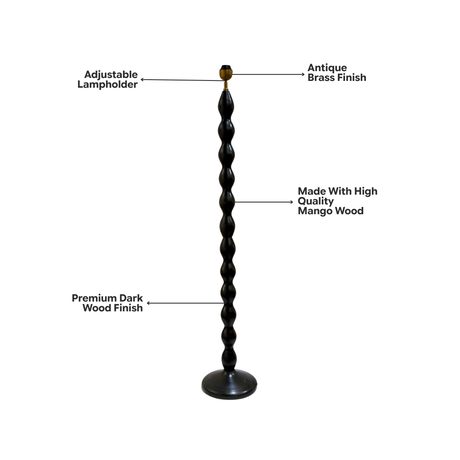 AARTIN Ripple Wood Floor Lamp - Ebony Finish (Base Only)