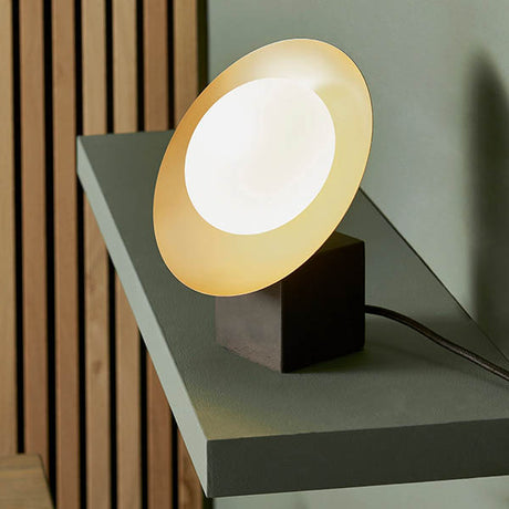 Aire Table Lamp Gold & Dark Bronze Finish With Opal Glass