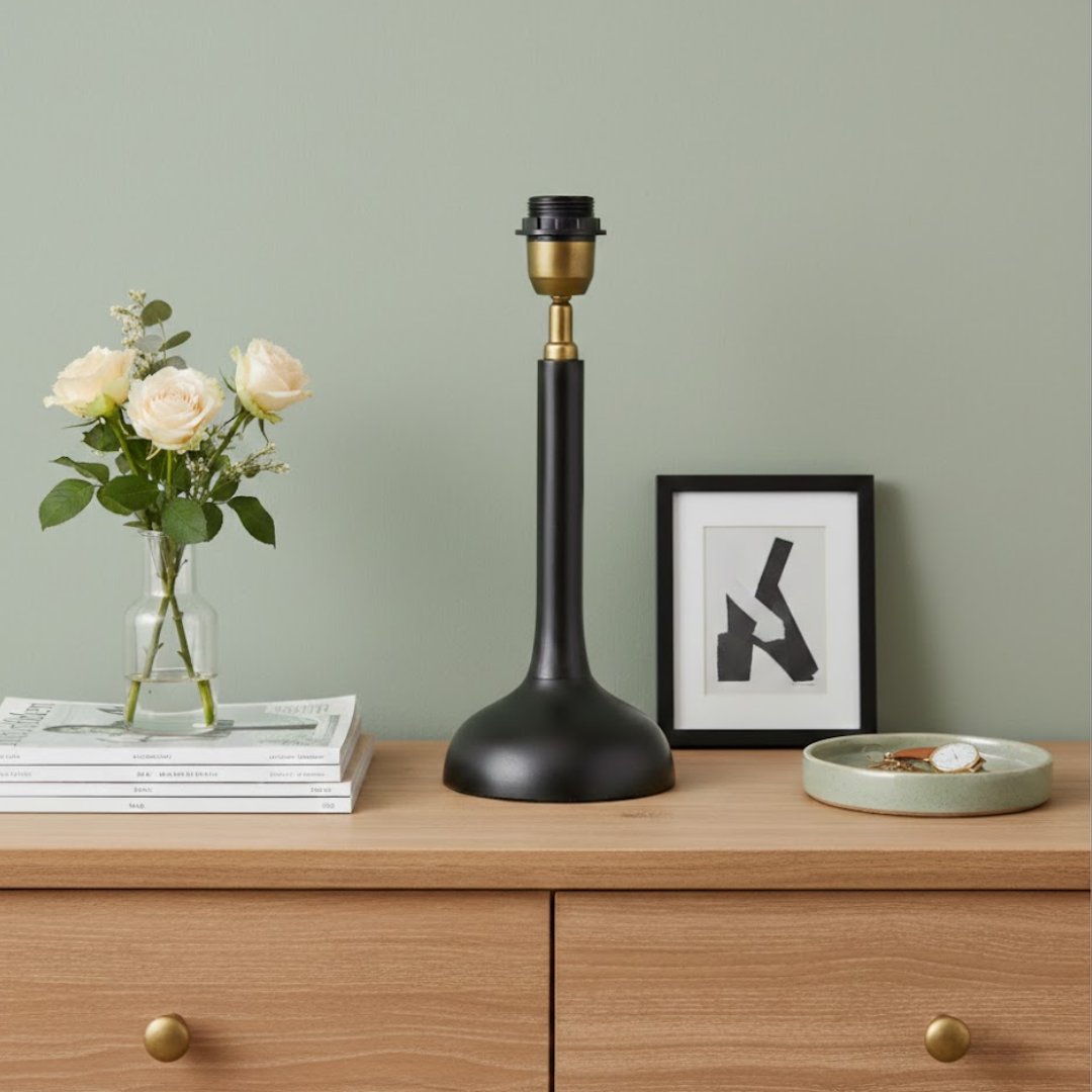 AARTIN Penny Wood Table Lamp - Dark Wood Finish ( Base Only )