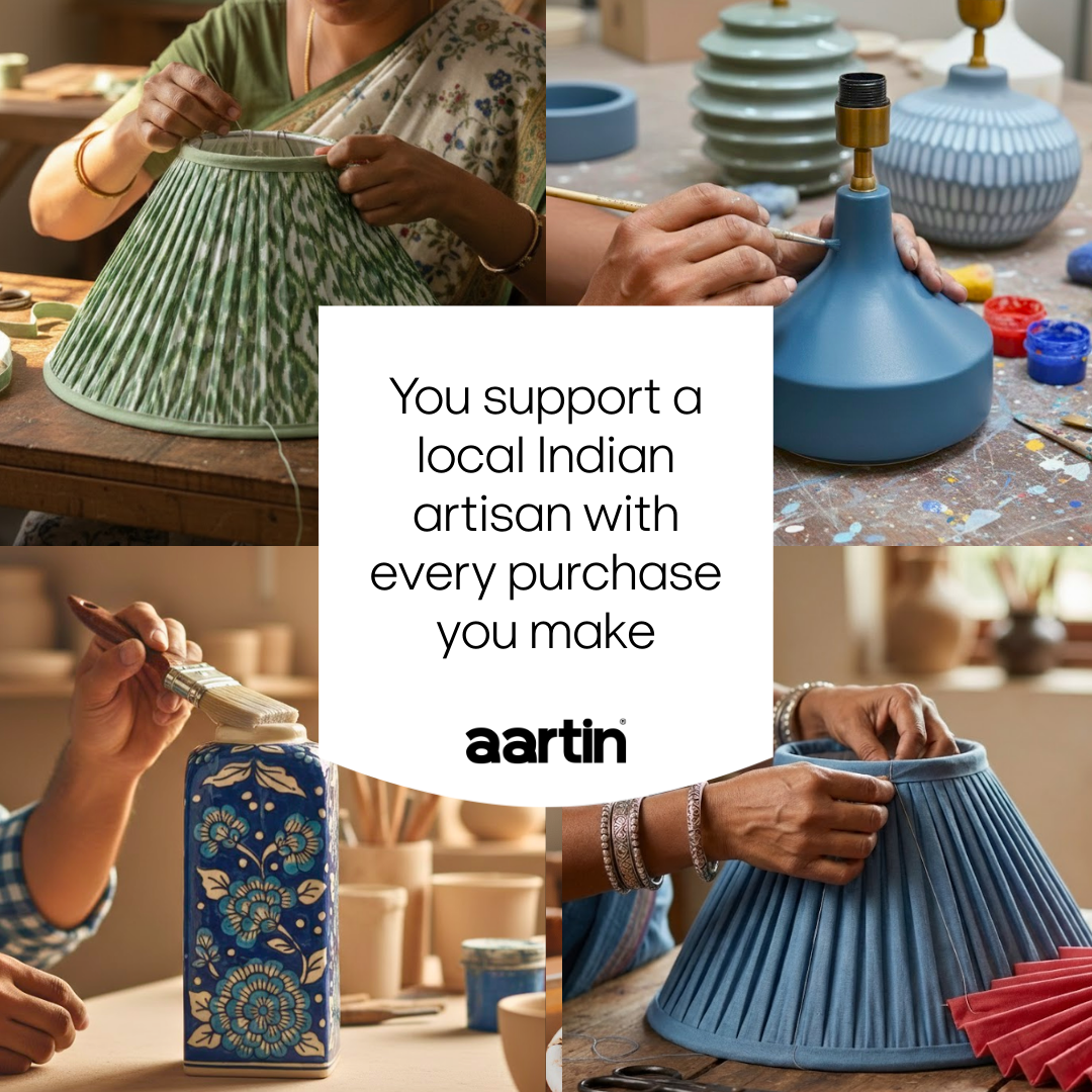 AARTIN Willow Ceramic Table Lamp with Ivory Silk Gathered Lampshade