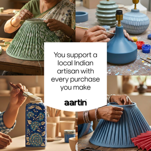 AARTIN Willow Ceramic Table Lamp with Ivory Silk Gathered Lampshade