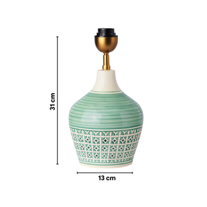 AARTIN Eden Ceramic Table Lamp - Green & White Patterned ( Base Only )