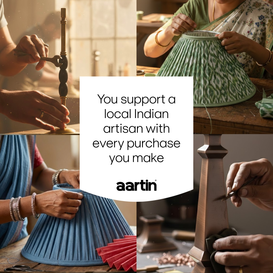 AARTIN Clover Metal Table Lamp With Midnight Lotus Lampshade