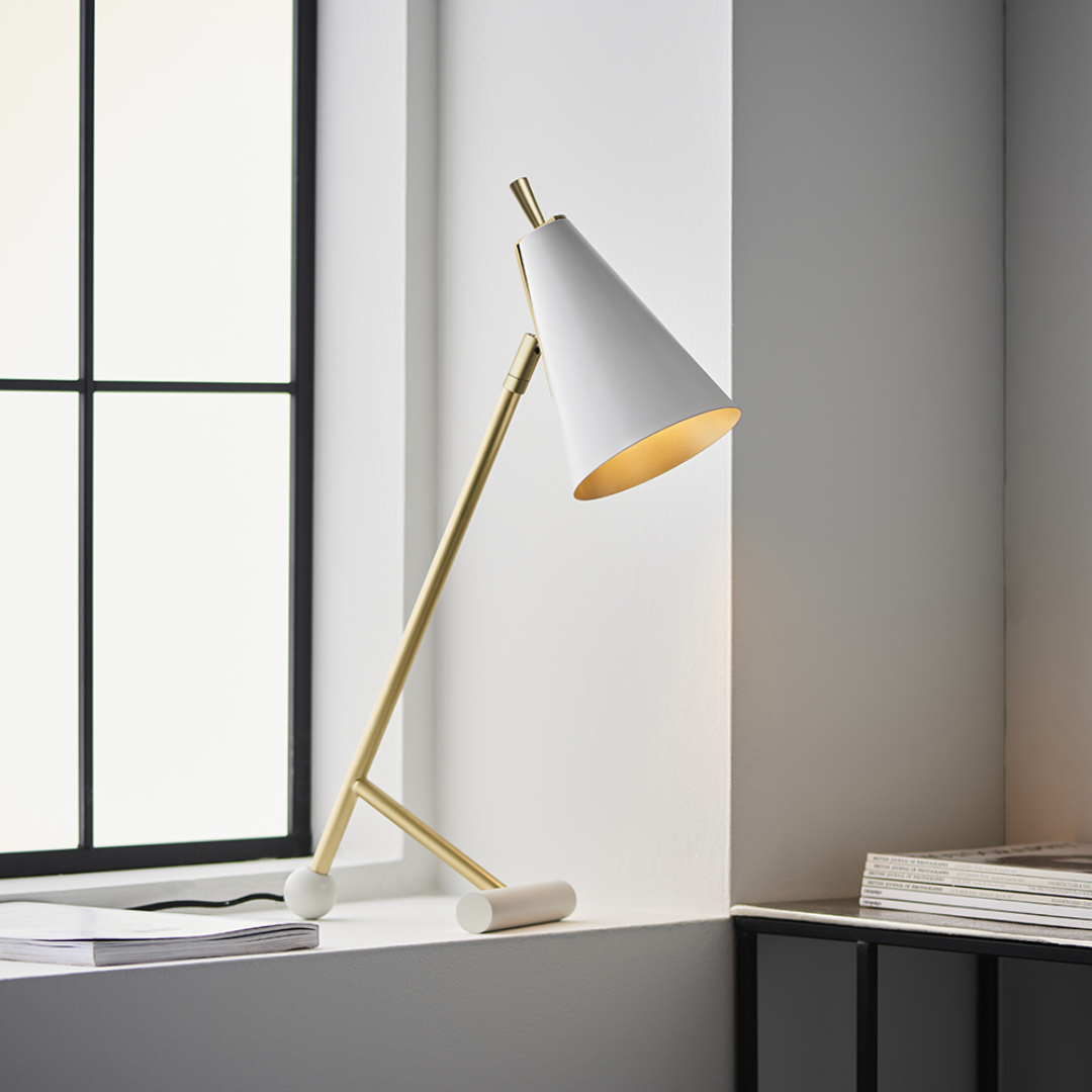 Shanano Task Lamp Matt White/Brass - Comet Lighting