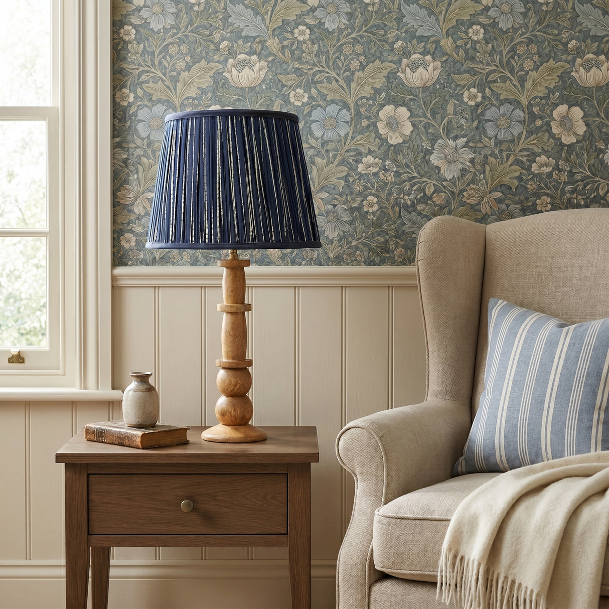 Blue & White Stripes Lampshade