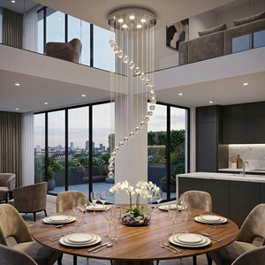 Searchlight Hallway Chrome 5 Light Multi-Drop Pendant Crystal Balls