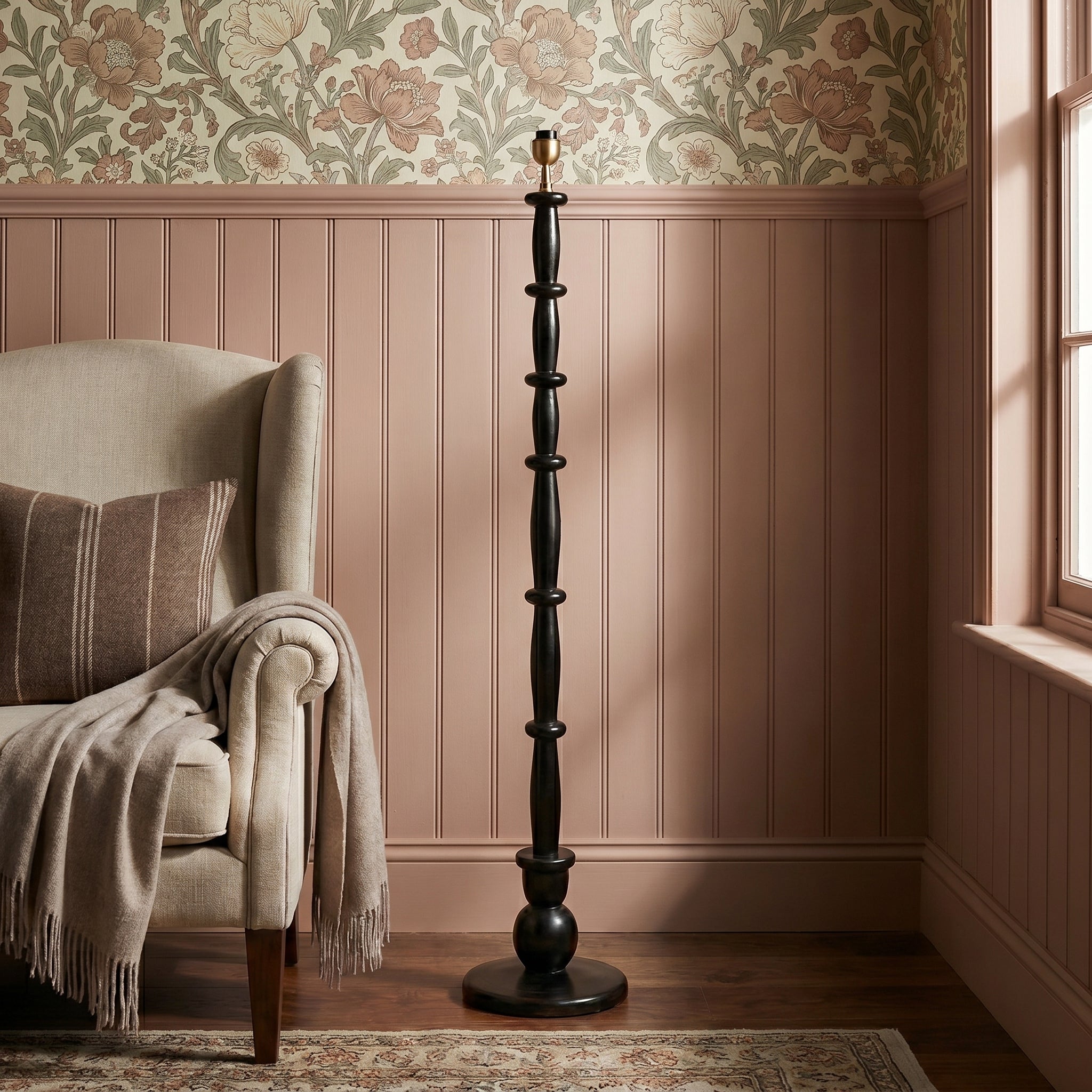 AARTIN Hazel Wood Floor Lamp - Ebony Finish (Base Only)