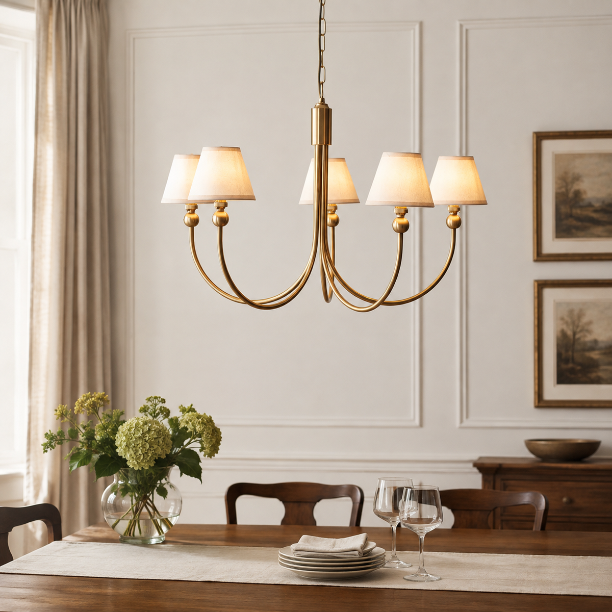 Santiago & Ivy 16cm Vintage white shade 5Lt classic pendant